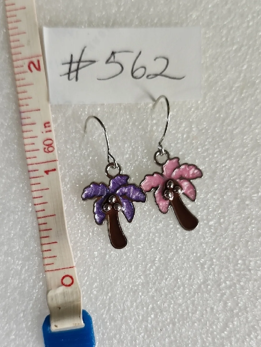 Hand Crafted Purple and Pink Palm Tree Dangle Earrings